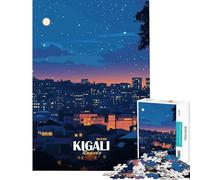 Puzzle per ragazzi da 1000 pezzi Kigali Ruanda paesaggio urbano notturno gioco educativo giocattolo intellettuale idee regalo divertenti e spiritose (dimensioni 38x52cm)