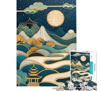 Puzzle per ragazzi da 1000 pezzi Kintsugi Papercut Paesaggio giapponese notturno per compleanno Natale Attività in famiglia Giochi divertenti per ragazzi dai 14 anni in su (38x26cm)