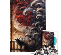 Puzzle per ragazzi da 1000 pezzi Kitsune con nove code divertente attività da fare in casa decorazione murale giochi educativi adatti a persone dai 14 anni in su (38x52cm)