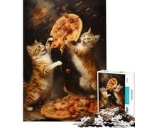 Puzzle per ragazzi da 1000 pezzi Kitten Pizza Wars gioco educativo sfida giocattolo per famiglie sfida difficile ottimo regalo per gli amanti dei giochi (dimensioni 38x52cm)