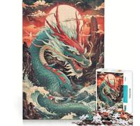 Puzzle per ragazzi da 1000 pezzi "La furia dei draghi marini" gioco rilassante difficile e stimolante ogni pezzo è unico 38x52cm