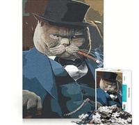Puzzle per ragazzi da 1000 pezzi: La Mafia dei Gatti, gioco interattivo, ideale per passare il tempo durante le vacanze, con poster e foglio di curiosità abbinati 50x75cm