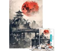 Puzzle per ragazzi da 1000 pezzi "La magia sotto la luna rossa" gioco interattivo educativo e stimolante ideale come regalo per chi ama i giochi di analisi e logica (dimensioni 38x26cm)