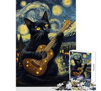 Puzzle per ragazzi da 1000 pezzi "La serenata nella notte stellata del gatto" gioco per famiglie schema di assemblaggio ideale come regalo per tutta la famiglia (dimensioni 38x52cm)