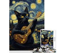 Puzzle per ragazzi da 1000 pezzi "La serenata nella notte stellata del gatto" puzzle per adulti giochi per famiglie decorazione per la casa regali unici per compleanno e Natale (dimensioni 50x75cm)