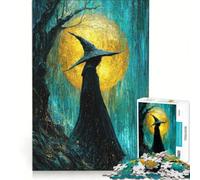 Puzzle per ragazzi da 1000 pezzi La strega sotto la pioggia con la luna gioco interattivo divertimento per tutta la famiglia compleanno e Natale 38x52cm