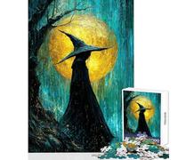 Puzzle per ragazzi da 1000 pezzi "La strega sotto la pioggia con la luna" - Gioco pratico decorazione perfetta antistress regalo di Natale o compleanno (38x52cm)