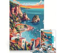 Puzzle per ragazzi da 1000 pezzi: la vivace costa italiana, gioco interattivo, attività divertenti da fare a casa, collezione d'artista, belle arti 38x26cm