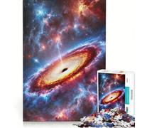 Puzzle per ragazzi da 1000 pezzi: L'abbraccio della singolarità︰ un buco nero cosmico giocattolo fai-da-te migliora la memoria con poster e foglio di curiosità abbinati 38x26cm