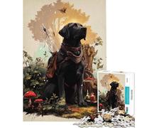 Puzzle per ragazzi da 1000 pezzi: Labrador nero avventuroso in una foresta fantastica Puzzle antistress da 1000 pezzi regalo di compleanno regalo di viaggio (38x52cm)