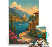 Puzzle per ragazzi da 1000 pezzi Lac de Garde Italia Regalo di compleanno con poster abbinato e foglio di curiosità 38x52cm
