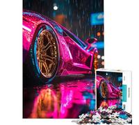 Puzzle per ragazzi da 1000 pezzi Lamborghini rosa sotto la pioggia sfida educativa giocattolo decorativo per la casa adatto a ragazzi dai 14 anni in su (38x52cm)