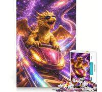 Puzzle per ragazzi da 1000 pezzi "Le montagne russe cosmiche del drago giallo" gioco interattivo attività per famiglie ottimo regalo per gli appassionati di videogiochi 38x26cm