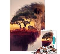 Puzzle per ragazzi da 1000 pezzi Leone in Africa Puzzle da 1000 pezzi Giocattolo fai da te Decorazione per la casa Gioco divertente e stimolante per tutta la famiglia (38x52cm)