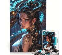 Puzzle per ragazzi da 1000 pezzi: L'incantatrice con il drago d'oro, un gioco rompicapo divertente e spiritoso, compleanni e Natale 50x75cm
