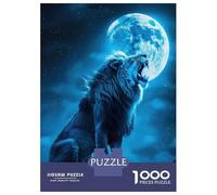 Puzzle Per Ragazzi Da 1000 Pezzi Lion Under A Full Moon Puzzle Per Adulti Giochi Per Famiglie Decorazione Da Parete Regali Di Compleanno E Unici 52x38cm/1000pcs