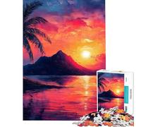 Puzzle per ragazzi da 1000 pezzi L'isola del tramonto rosso Puzzle per adulti antistress migliora la memoria divertente attività da fare a casa (dimensioni 50x75cm)
