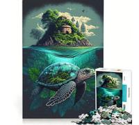 Puzzle per ragazzi da 1000 pezzi "L'isola delle tartarughe" giocattolo fai-da-te taglio di precisione con pezzi di forma casuale completamente ad incastro 38x52cm