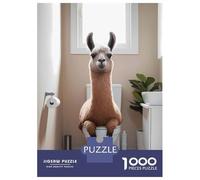 Puzzle Per Ragazzi Da 1000 Pezzi Llama on Toilet Bathroom Art Puzzle Per Adulti Gioco Pratico Per Divertimento in Famiglia Attività Divertenti A Casa, 52x38cm/1000pcs