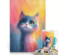 Puzzle per ragazzi da 1000 pezzi "Lo sguardo di un gatto stravagante", gioco educativo, migliora la memoria, gioco stimolante, idea regalo 38x52cm