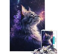 Puzzle per ragazzi da 1000 pezzi "Lo sguardo stellato del gatto" - Puzzle per adulti gioco pratico un'opera d'arte interazione genitore-figlio (dimensioni 50x75cm)