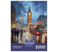 Puzzle Per Ragazzi Da 1000 Pezzi London Rain Big Ben & Red Bus Puzzle Giochi Rilassanti Difficili Divertenti Attività A Casa, 38x26cm/1000pcs