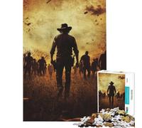 Puzzle per ragazzi da 1000 pezzi "Lone Cowboy contro gli zombi" Attività divertenti da fare a casa migliora la memoria gioco pratico per ragazzi dai 14 anni in su (38x52cm)