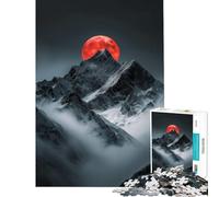 Puzzle per ragazzi da 1000 pezzi Luna di sangue Montagne innevate Giocattolo avvincente per coltivare la pazienza rompicapo decorazione perfetta regalo divertente (dimensioni 50x75cm)
