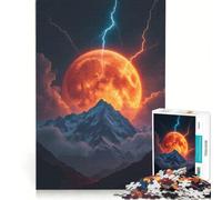 Puzzle per ragazzi da 1000 pezzi: Luna di sangue sulla montagna con fulmini, gioco per famiglie, attività divertenti da fare a casa, per rafforzare l'amore tra le coppie 38x52cm