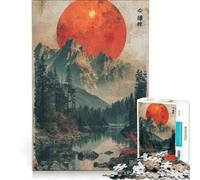 Puzzle per ragazzi da 1000 pezzi Luna rossa sulla valle decorazione da parete difficile e stimolante regalo di gioco impegnativo 38x52cm