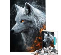 Puzzle per ragazzi da 1000 pezzi Lupo bianco nel fumo sfida educativa taglio di precisione gioco pratico per ragazzi dai 14 anni in su del puzzle 38x26cm