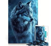 Puzzle per ragazzi da 1000 pezzi,Lupo Blu Maestoso,con bordo artistico di alta qualità,gioco che stimola la concentrazione,divertimento per il tempo libero,regalo di Natale artistico 38x26cm