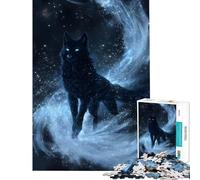 Puzzle per ragazzi da 1000 pezzi Lupo celeste nella notte stellata attività divertenti da fare a casa giocattolo educativo per ragazzi dai 14 anni in su (38x26cm)