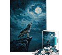 Puzzle per ragazzi da 1000 pezzi Lupo che ulula alla luna Un'esperienza impegnativa da completare Regalo di compleanno Giochi educativi per ragazzi dai 14 anni in su Puzzle disponibile (50x75cm)