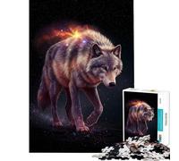 Puzzle per ragazzi da 1000 pezzi Lupo cosmico nella notte stellata ideale per compleanni e Natale Gioco educativo e impegnativo per ragazzi dai 14 anni in su (38x26cm)