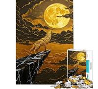 Puzzle per ragazzi da 1000 pezzi: Lupo dorato che ulula alla luna Un gioco pratico divertente e umoristico ideale come regalo antistress (dimensioni 38x26cm)