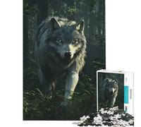 Puzzle per ragazzi da 1000 pezzi Lupo grigio nella foresta Gioco per famiglie giocattolo avvincente per coltivare la pazienza Un'ottima idea regalo Un'opera d'arte (dimensioni 38x52cm)