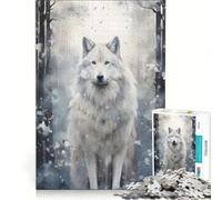 Puzzle per ragazzi da 1000 pezzi Lupo invernale nel bosco gioco interattivo per divertimento in famiglia compleanno e Natale 38x52cm
