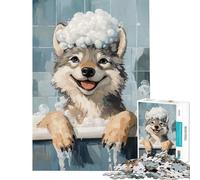 Puzzle per ragazzi da 1000 pezzi Lupo nella vasca da bagno Impossibile Gioco Giocattolo Educativo Ottimo Regalo per Giocare Antistress (Dimensioni 38x26cm)
