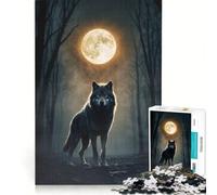 Puzzle per ragazzi da 1000 pezzi Lupo sotto la luna piena gioco impossibile sfida difficile compleanno e altre occasioni 38x26cm