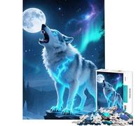 Puzzle per ragazzi da 1000 pezzi Lupo Ululante Chiaro di Luna Impegnativo da completare Difficile Giocattolo decorativo per la casa per ragazzi dai 14 anni in su (38x52cm)