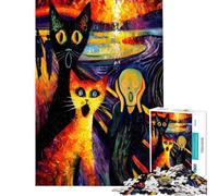 Puzzle per ragazzi da 1000 pezzi L'urlo con i gatti Puzzle per adulti Gioco rompicapo per passare il tempo durante le vacanze compleanno e Natale (dimensioni 50x75cm)