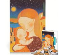 Puzzle per ragazzi da 1000 pezzi: Madre e figlio sotto un cielo stellato gioco fai-da-te stimola la memoria con poster e foglio di curiosità abbinati 50x75cm