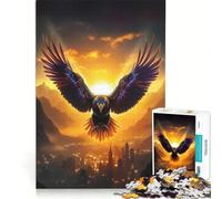 Puzzle per ragazzi da 1000 pezzi: Maestosa aquila sulla città al tramonto gioco pratico per divertimento in famiglia ideale come regalo per tutta la famiglia 50x75cm
