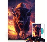 Puzzle per ragazzi da 1000 pezzi: Maestosità del bisonte al tramonto,pezzi ben definiti,gioco intelligente,regalo,gioco per il tempo libero,scena natalizia (50x75cm)