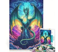 Puzzle per ragazzi da 1000 pezzi: maestoso drago sulla cima di una montagna gioco pratico per divertimento in famiglia ideale come regalo per tutta la famiglia 50x75cm