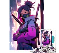Puzzle per ragazzi da 1000 pezzi manga ragazza ninja apprendimento urbano giocattolo educativo gioco pratico analisi e logica idee regalo (dimensioni 38x52cm)