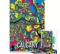 Puzzle per ragazzi da 1000 pezzi,mappa della città di Calgary,Canada,in stile Pop Art,con ritagli precisi,decorazione creativa e divertente,gioco di pace,pezzo d'arte natalizio (38x26cm)