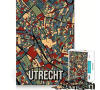 Puzzle per ragazzi da 1000 pezzi, mappa della città di Utrecht, Paesi Bassi, con taglio preciso, divertente risoluzione di problemi, relax e divertimento, ideale per l'esposizione natalizia (38x52cm)