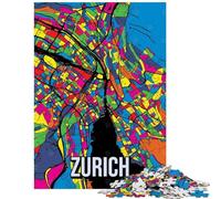 Puzzle per ragazzi da 1000 pezzi mappa della città di Zurigo puzzle pop art per adulti difficile lista dei desideri con Babbo Natale rompicapo giochi per famiglie (38x52cm/1000pcs)